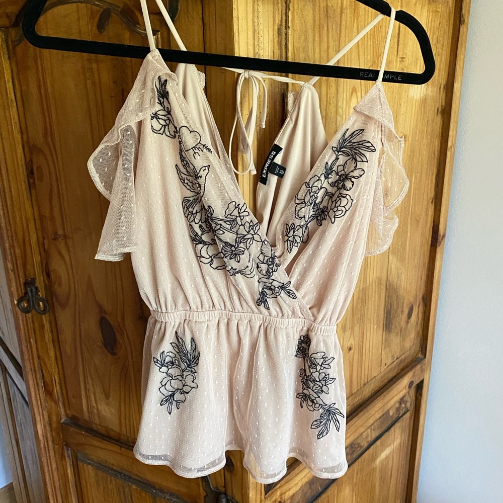 Pretty Nude and Black Express Top, XS